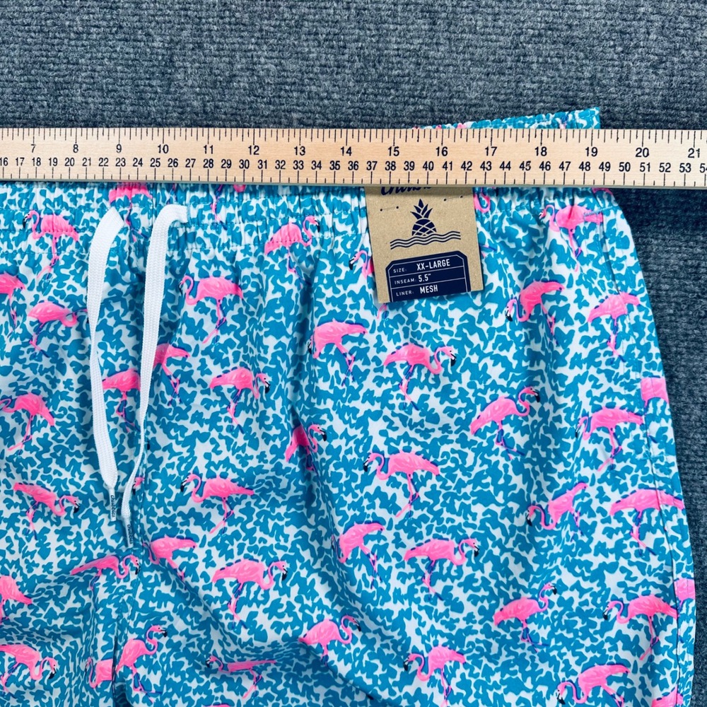Chubbies Mens 2XL 5.5" Mesh Lined Domingos Are For Flamingos Swim Trunks Blue - Picture 10 of 14